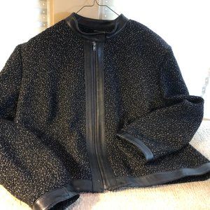 wool jacket with leather trim, Jones of NY, size 16-18